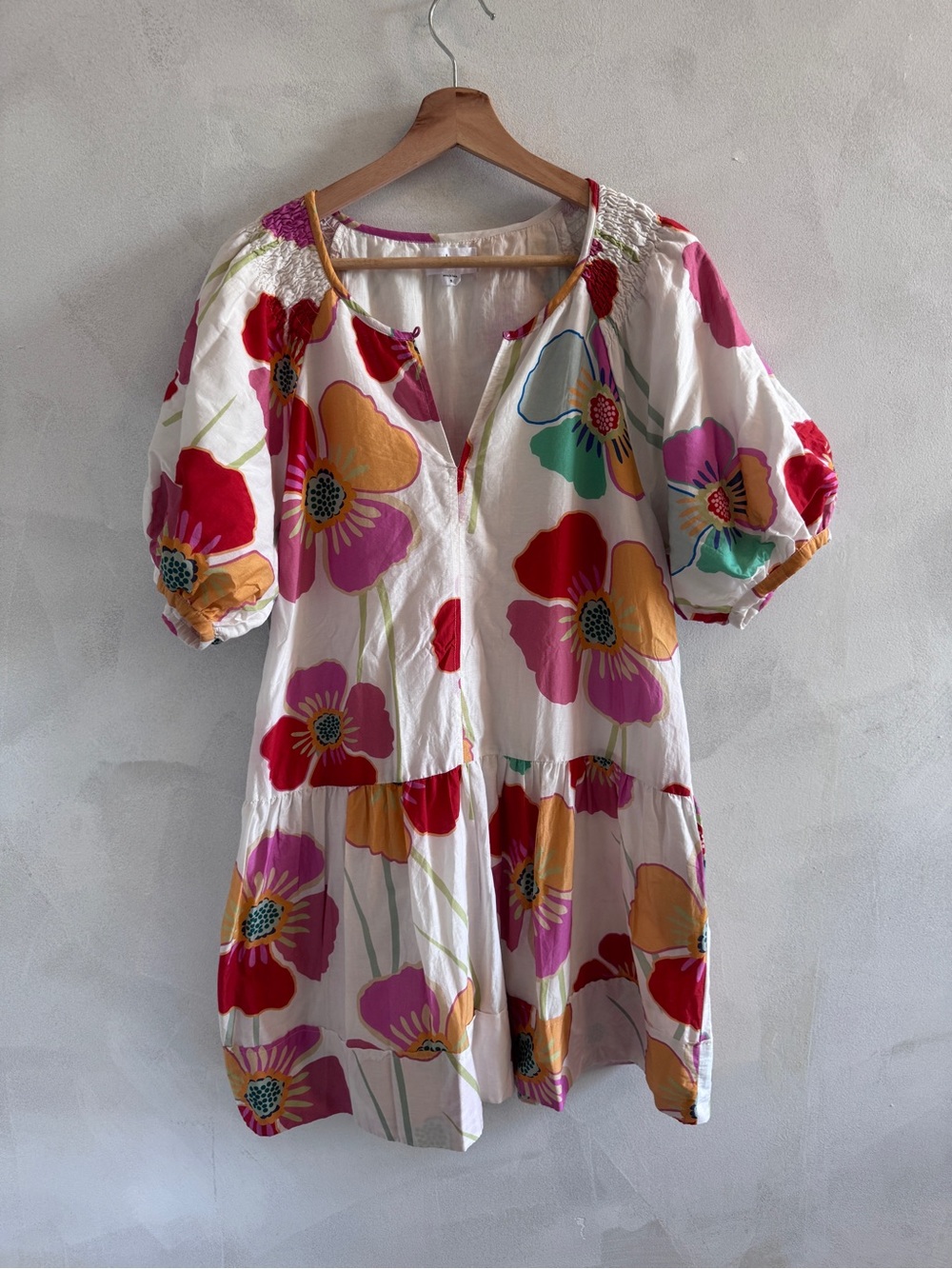 Velvet - Women’s Floral Puff-Sleeve Drop-Waist Dress - Size S